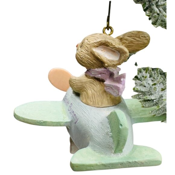 Hallmark Keepsake 1991 Easter Bunny In Airplane Hand-Painted Ornament Vintage - Picture 4 of 9